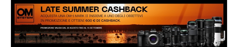 Cashback OM System OM-1 Mark II con ottica (22/08 - 15/09) | Riflessishop.com